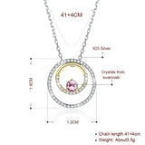 Lekani Crystal Double Circle Pendant Necklace 925 Sterling Silver
