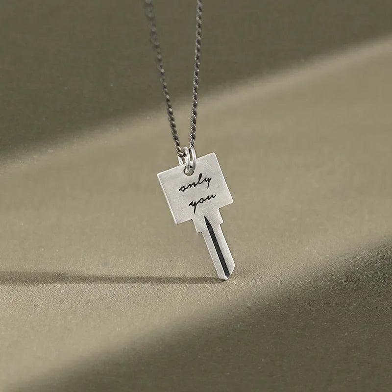 Vintage Love Key Necklace in Sterling Silver S925