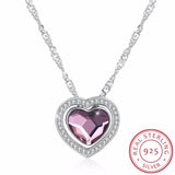 Lekani Crystals Heart Pendant Necklace, Real S925 Silver