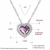 Lekani Crystals Heart Pendant Necklace, Real S925 Silver