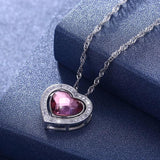 Lekani Crystals Heart Pendant Necklace, Real S925 Silver