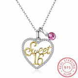 Lekani Crystals Necklace 925 Romantic Heart-shaped Sweet 16 Crystal Pendant