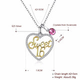 Lekani Crystals Necklace 925 Romantic Heart-shaped Sweet 16 Crystal Pendant