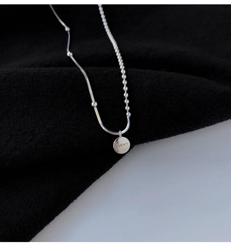 925 Silver Lucky Peas Alphabet Necklace Short Choker Chain Sexy Vintage