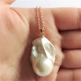 22x33mm Natural Baroque Pearl Necklace 18 inches Clasp Women Jewelry Gift