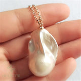 22x33mm Natural Baroque Pearl Necklace 18 inches Clasp Women Jewelry Gift