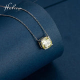S925 Silver 10*10mm Yellow Diamond Pendant Necklace XL003