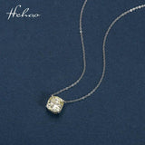 S925 Silver 10*10mm Yellow Diamond Pendant Necklace XL003