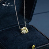 S925 Silver 10*10mm Yellow Diamond Pendant Necklace XL003
