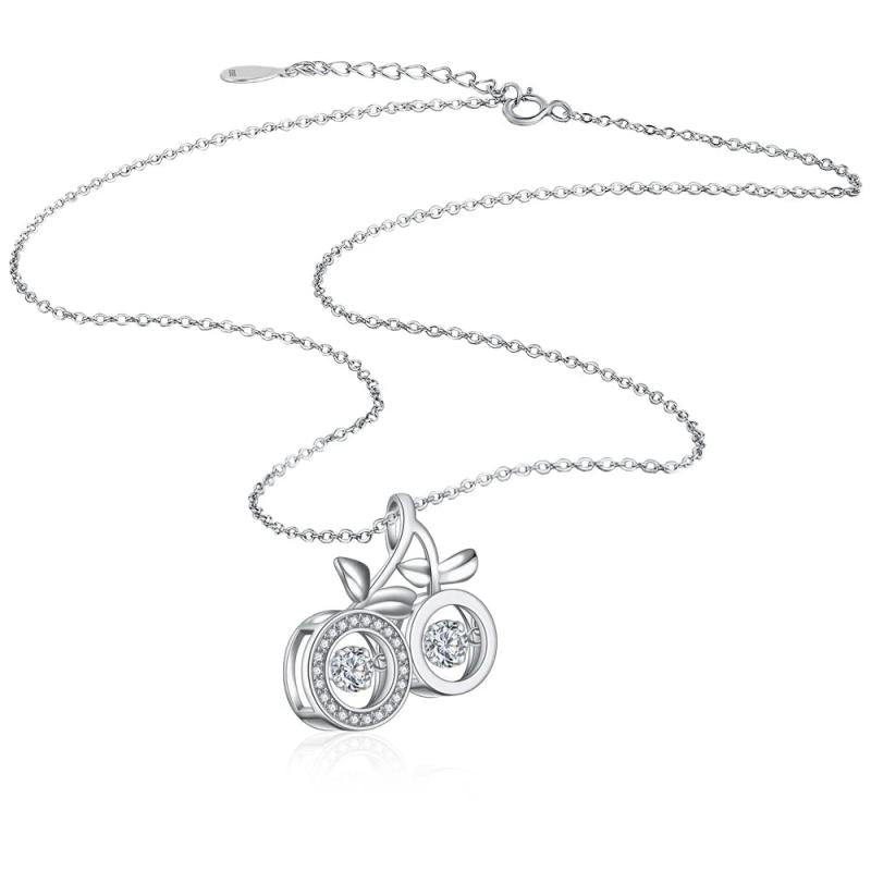 Shining Zircon Cherry Pendant Choker Woman 925 Sterling Silver Necklace