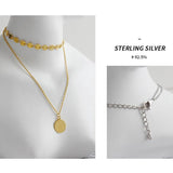 925 Silver Double Layer Round Pendant Necklace - 18K Shining Jewelry