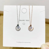 Moon Star Diamond Necklace 925 Silver Clavicle Chain Gift
