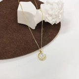 Moon Star Diamond Necklace 925 Silver Clavicle Chain Gift