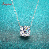 1-5CT Moissanite Necklace for Women Four Claws Pendant Wedding