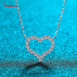 2CT Moissanite Heart Necklace S925 Silver Platinum Pendant