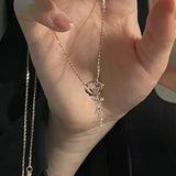925 0.56ctw D Moissanite Rose Necklace with Heart Pendant