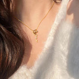 925 0.56ctw D Moissanite Rose Necklace with Heart Pendant