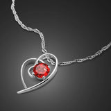 Heart Zircon Pendant Choker 925 Silver Necklace Water Wave Chain