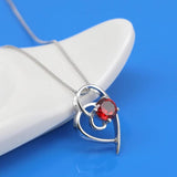 Heart Zircon Pendant Choker 925 Silver Necklace Water Wave Chain