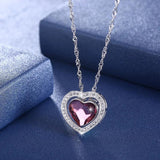 Crystals Heart Pendant Necklace Real S925 Silver Fine Jewelry For Women