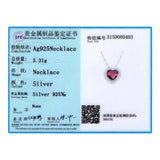Crystals Heart Pendant Necklace Real S925 Silver Fine Jewelry For Women