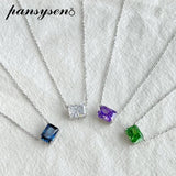 Solid Silver 925 Ice Cut Emerald Sapphire Diamond Necklaces
