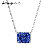 Solid Silver 925 Ice Cut Emerald Sapphire Diamond Necklaces