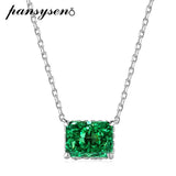 Solid Silver 925 Ice Cut Emerald Sapphire Diamond Necklaces