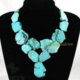 Turquoise Bib Cluster Double-Deck Necklace