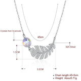 Feather Leaf Pendant Necklaces S925 Silver Beads Collar for Women