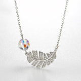 Feather Leaf Pendant Necklaces S925 Silver Beads Collar for Women