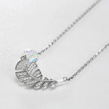 Feather Leaf Pendant Necklaces S925 Silver Beads Collar for Women