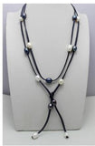Arriver Leather Pearl Necklace 10x12mm 48 inches