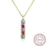 Lekani Long Bar Pendant Necklaces Real 925 Silver Collares Crystals
