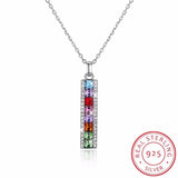 Lekani Long Bar Pendant Necklaces Real 925 Silver Collares Crystals