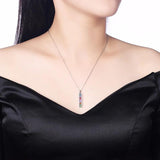 Lekani Long Bar Pendant Necklaces Real 925 Silver Collares Crystals