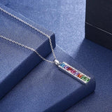 Lekani Long Bar Pendant Necklaces Real 925 Silver Collares Crystals