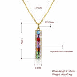 Lekani Long Bar Pendant Necklaces Real 925 Silver Collares Crystals