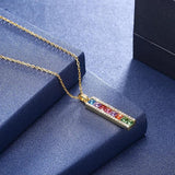 Lekani Long Bar Pendant Necklaces Real 925 Silver Collares Crystals
