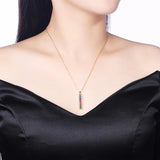 Lekani Long Bar Pendant Necklaces Real 925 Silver Collares Crystals