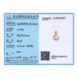 Cube Crystal Round Pendant Necklace 925 Sterling Silver Chain For Women