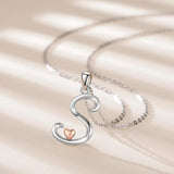 Silver Initial Letter Pendant Necklace for Women Men Heart Choker