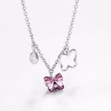 Purple Butterfly Crystal Necklace S925 Sterling Silver Jewelry