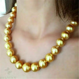 16mm South Sea Shell Pearl Golden Round Pearl Necklace 18 Inch