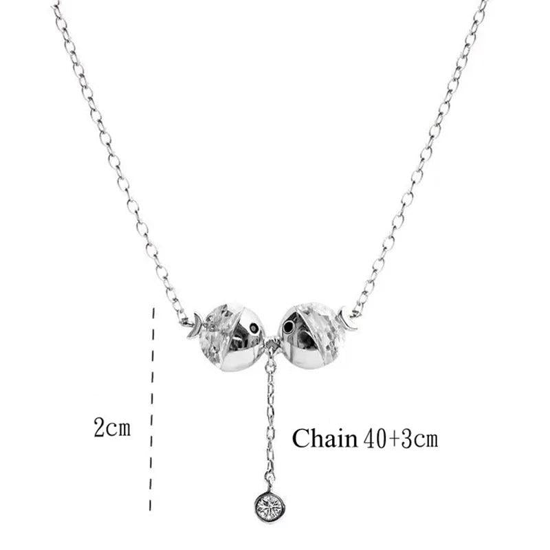 925 Silver Women's Pisces Pendant Necklace Zircon Clavicle Chain