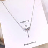 925 Silver Women's Pisces Pendant Necklace Zircon Clavicle Chain