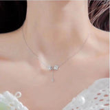 925 Silver Women's Pisces Pendant Necklace Zircon Clavicle Chain