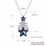 Christmas Tree Necklace 925 Silver Crystal Star Pendant Jewelry