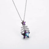 Christmas Tree Necklace 925 Silver Crystal Star Pendant Jewelry