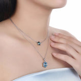 Lekani Snowflake Star Pendant Necklace Real S925 Silver Double Chains Collier